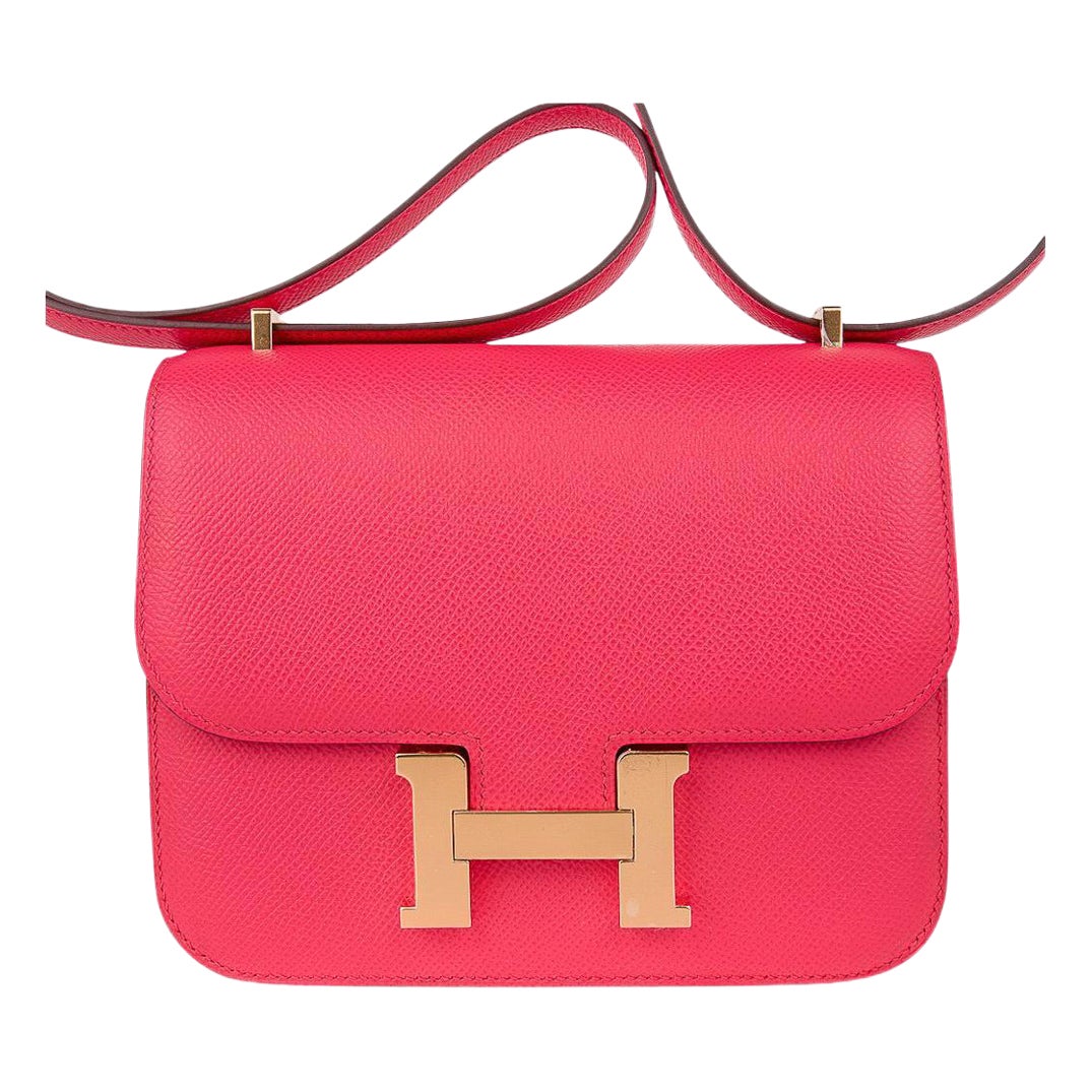 Hermes Constance 18 Mini Borsa Rosa Estrema Hardware Oro Epsom