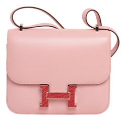 Hermes Constance 18 Mini Tasche Rose Sakura Tadelakt Bougainvillea Eidechse Schnalle