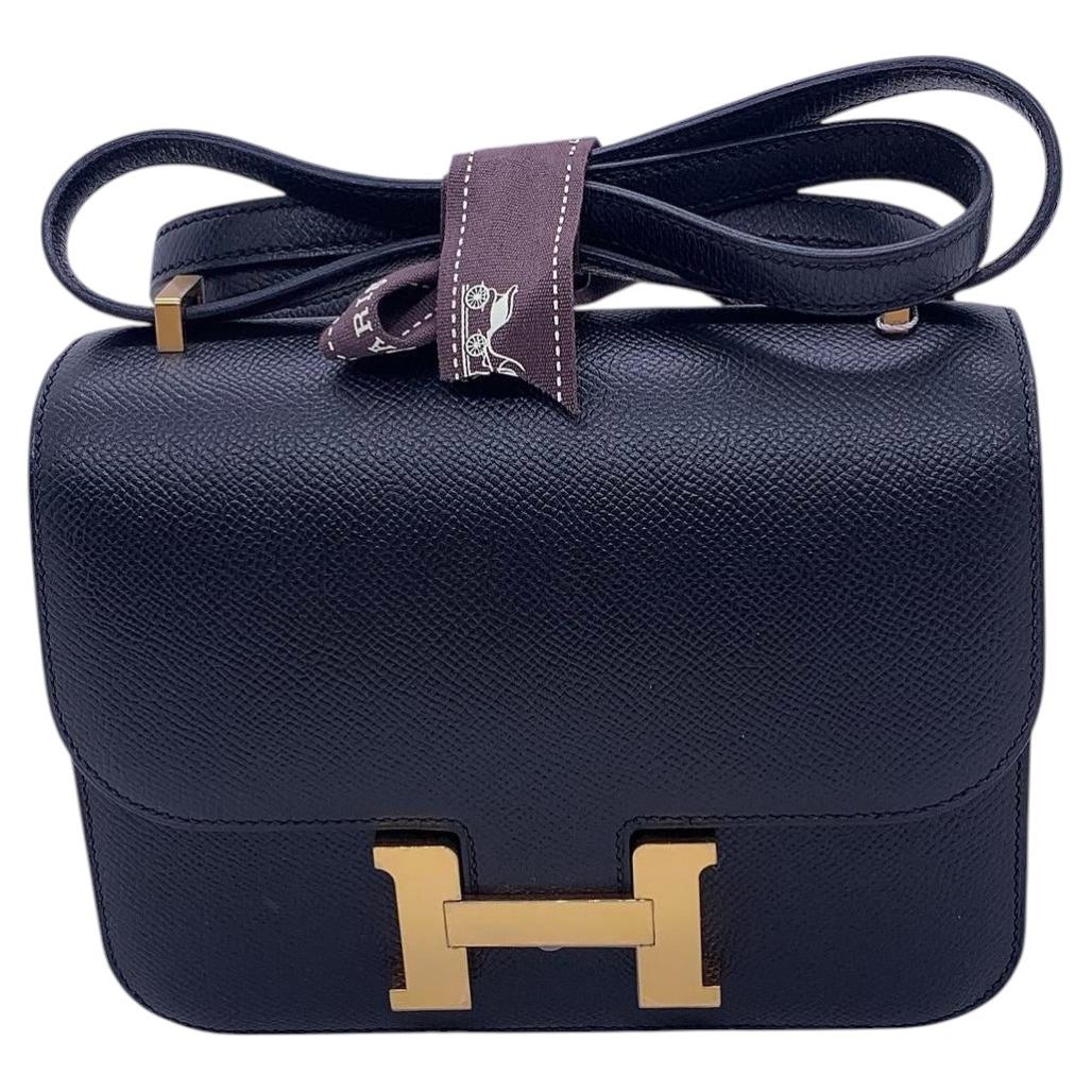 Hermes Constance 18 Mini Schwarz Epsom Leder Gold HW A Stamp Umhängetasche