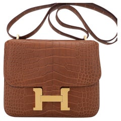 Hermes Constance 1-18 Bag Gold Matte Alligator Gold Hardware
