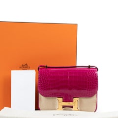 Hermès Constance 18 Mini Rose Pourpre Crocodile Niloticus GHW