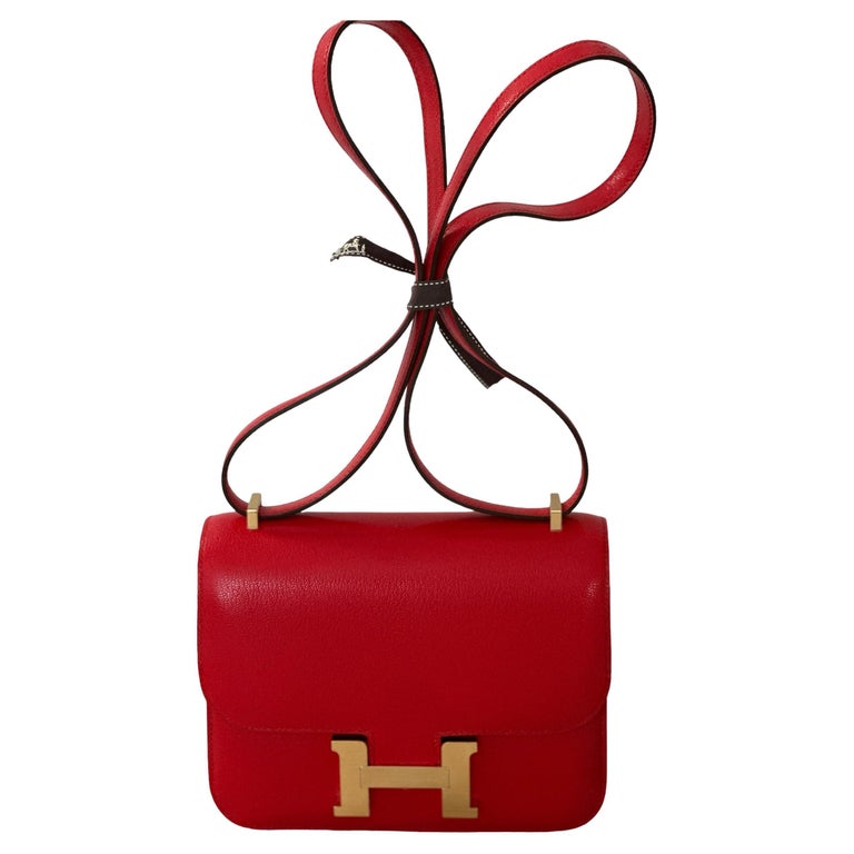 Hermes Mini Constance 18 Bag Rouge H Epsom Black Enamel PHW