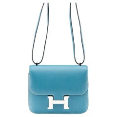 HERMES Constance 18 NEW Epsom Jeans Blue Palladium