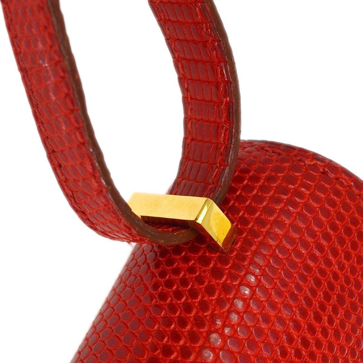 HERMES Constance 18 Red Lizard Exotic Gold Small Mini Evening Shoulder Bag In Good Condition In Chicago, IL