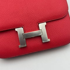 HERMES Constance 18 Rose Texas Pink Chevre Goatskin Silver Hardware Bag 2020