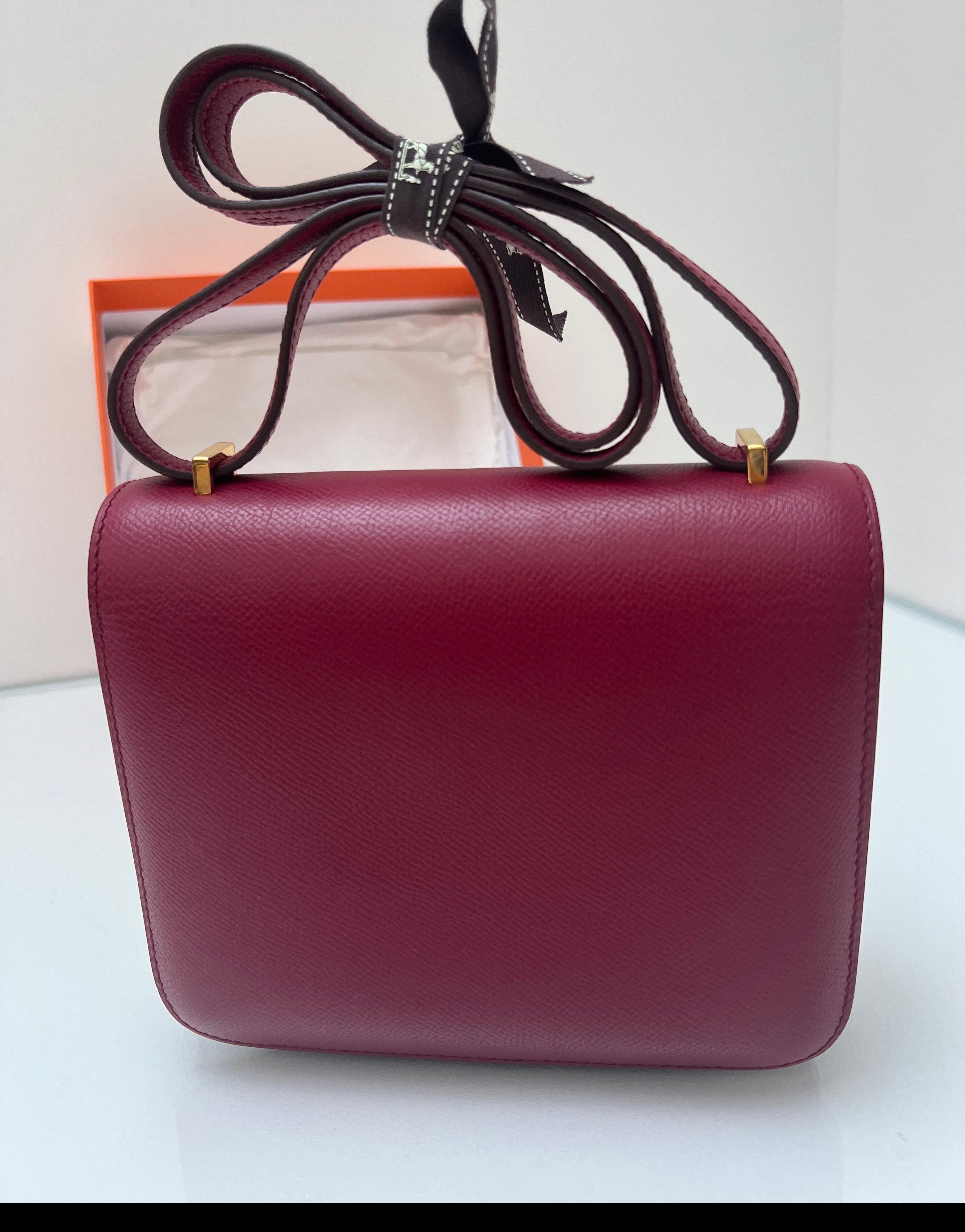 Marrone Borsa Hermes Constance 18 Rouge Casaque in vendita