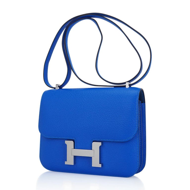 Hermes Constance 24 Chevre Chamkila Bleu Frida Palladium Hardware Handbags  Blue