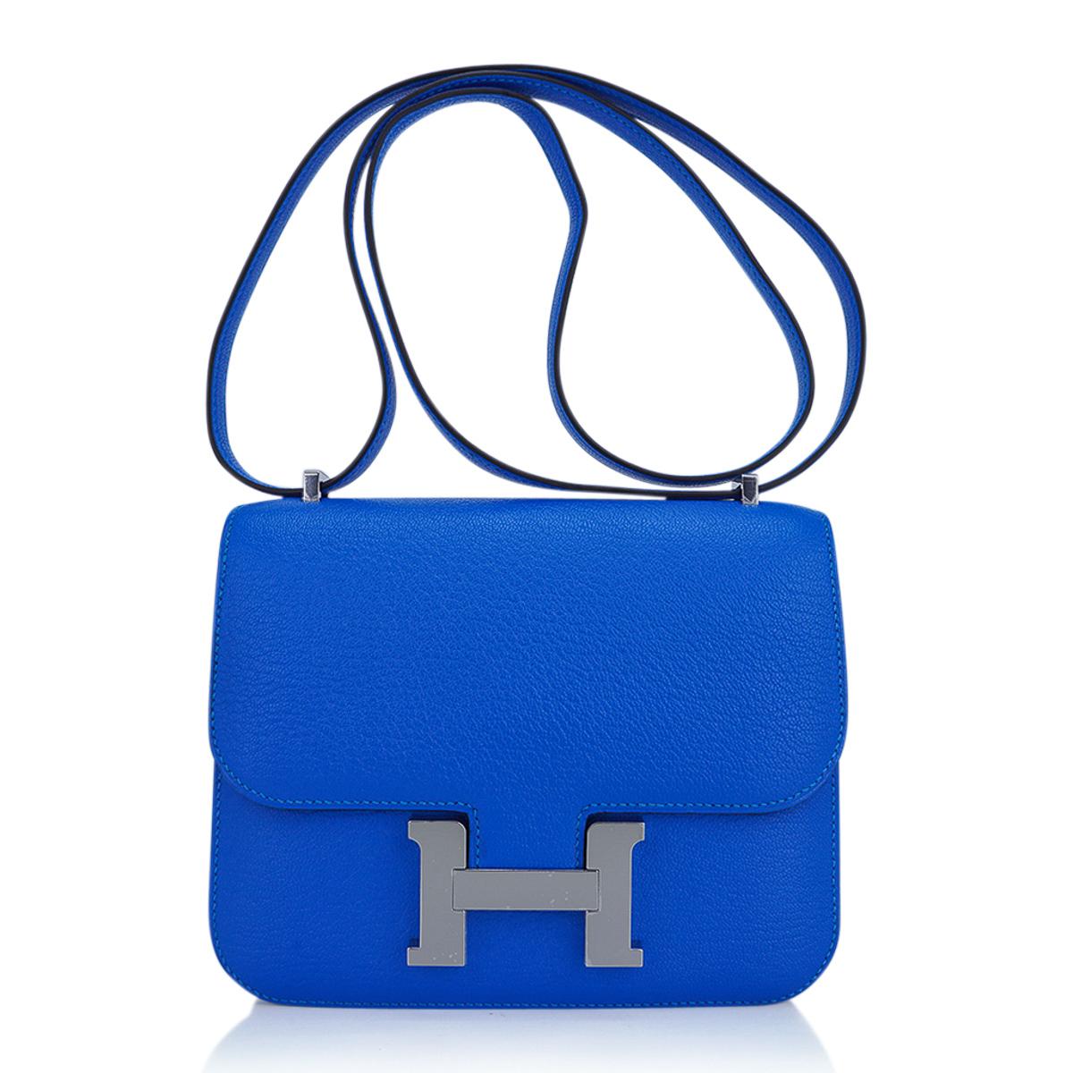 Hermes Constance 18 Verso Bleu Hydra / Deep Bleu Chevre Palladium Hardware In New Condition For Sale In Miami, FL