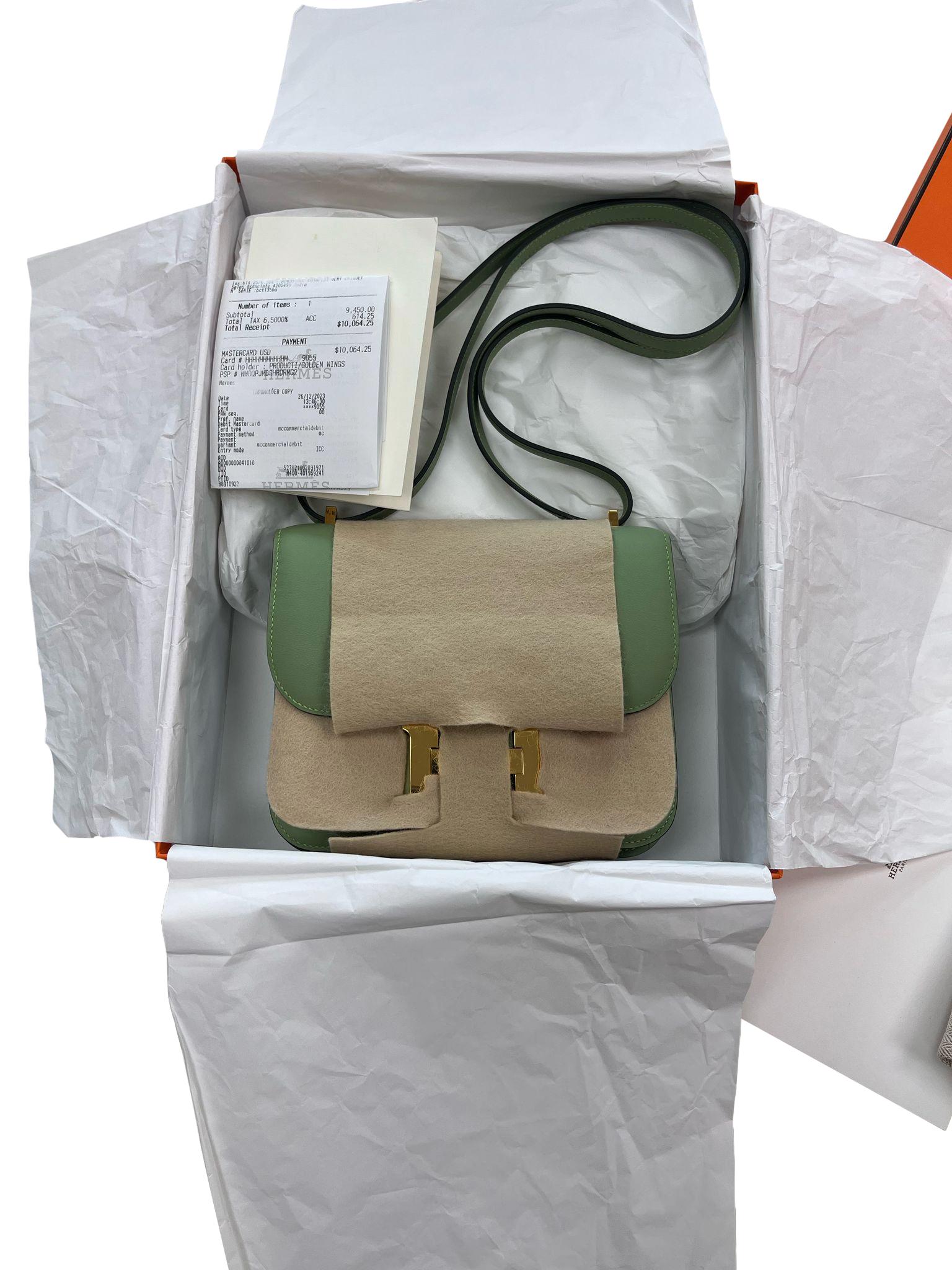 Hermes Constance 18 Vert Criquet Swift Leather With Gold Hardware Handbag For Sale 5