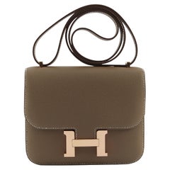 HERMÈS CONSTANCE 18CM ETOUPE Epsom Leather with Rose Gold Hardware