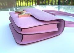 Hermes Constance 18cm Malva Silvestre Bolsa con herrajes de oro rosa de Epsom