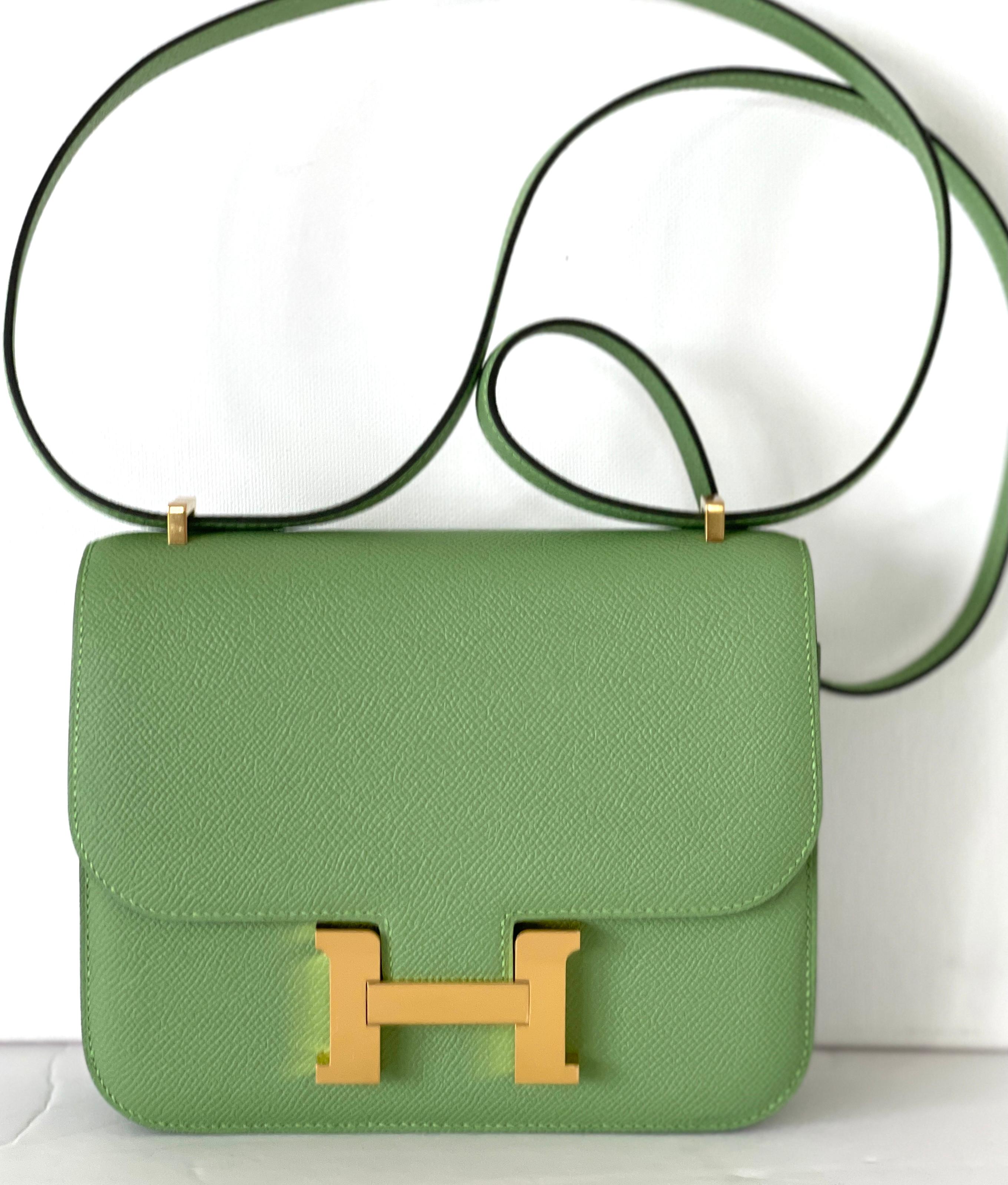 Hermes Constance 18cm  Vert Criquet  Epsom Gold Hardware Bag 1