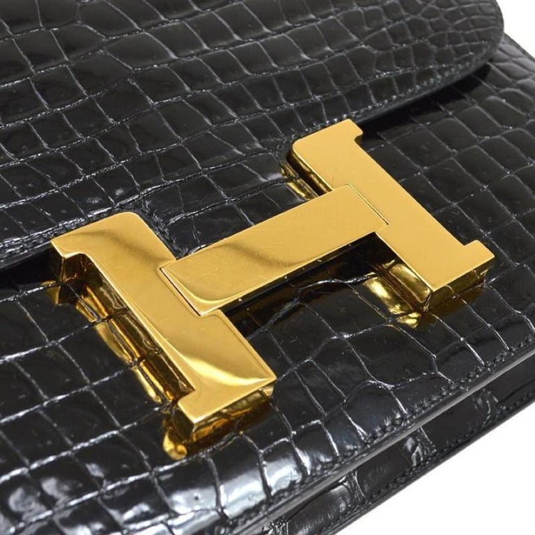 Hermès Hermes Constance Crocodile 23 Noir Black Exotic leather ref.355827 -  Joli Closet