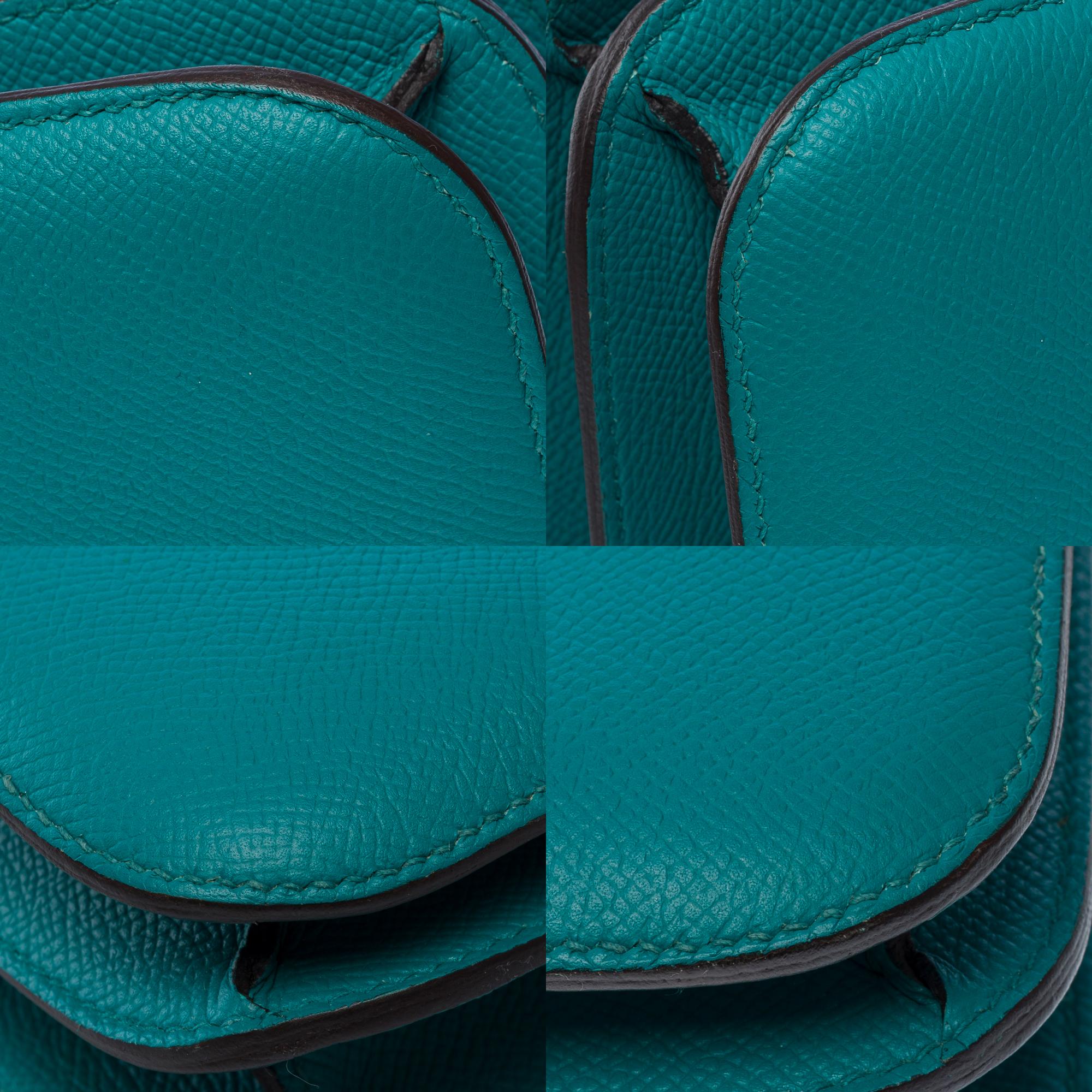 Hermès Constance 23 enamel shoulder bag in Paon blue Epsom calf leather , PHW For Sale 7