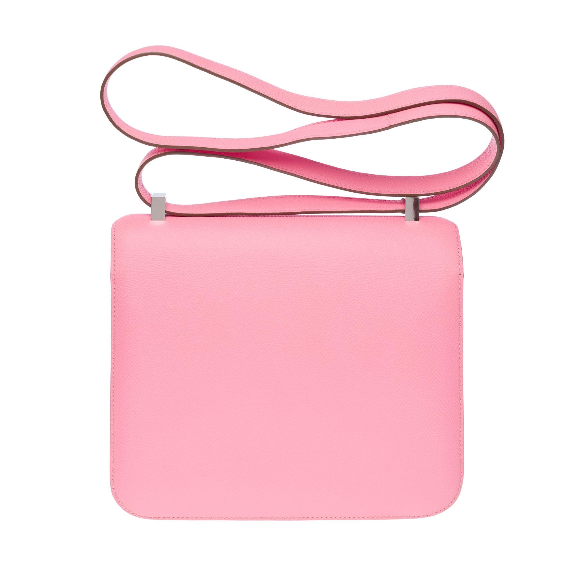 Hermès Constance 23 shoulder bag in Azalée Pink Epsom Calf leather , PHW In Excellent Condition In Paris, IDF