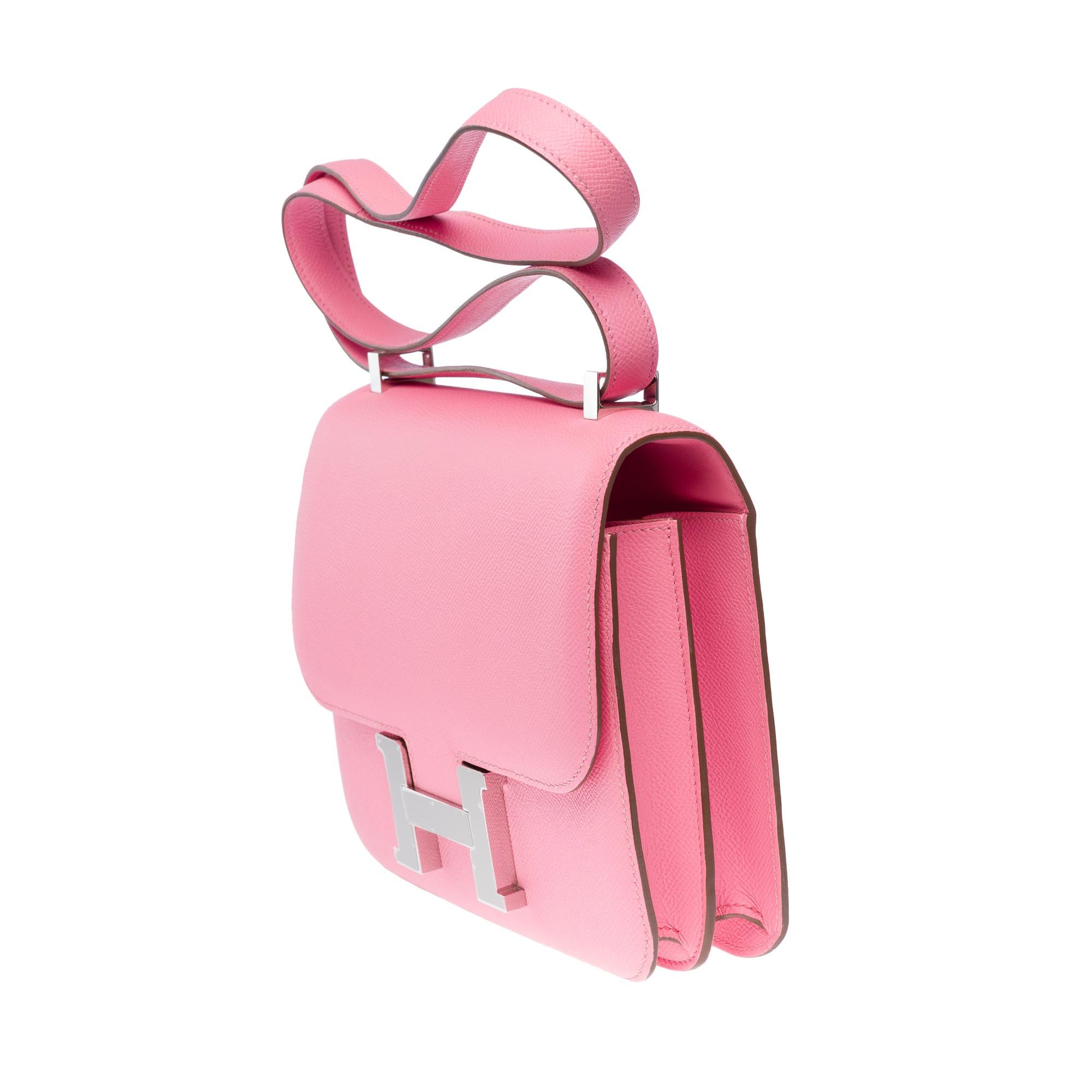 Women's Hermès Constance 23 shoulder bag in Azalée Pink Epsom Calf leather , PHW