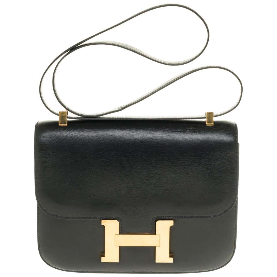 Hermes Constance 23 shoulder bag in black box calfskin with gold ...