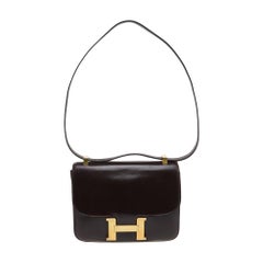 Used Hermes Constance 23 shoulder bag in brown calfskin and gold hardware !