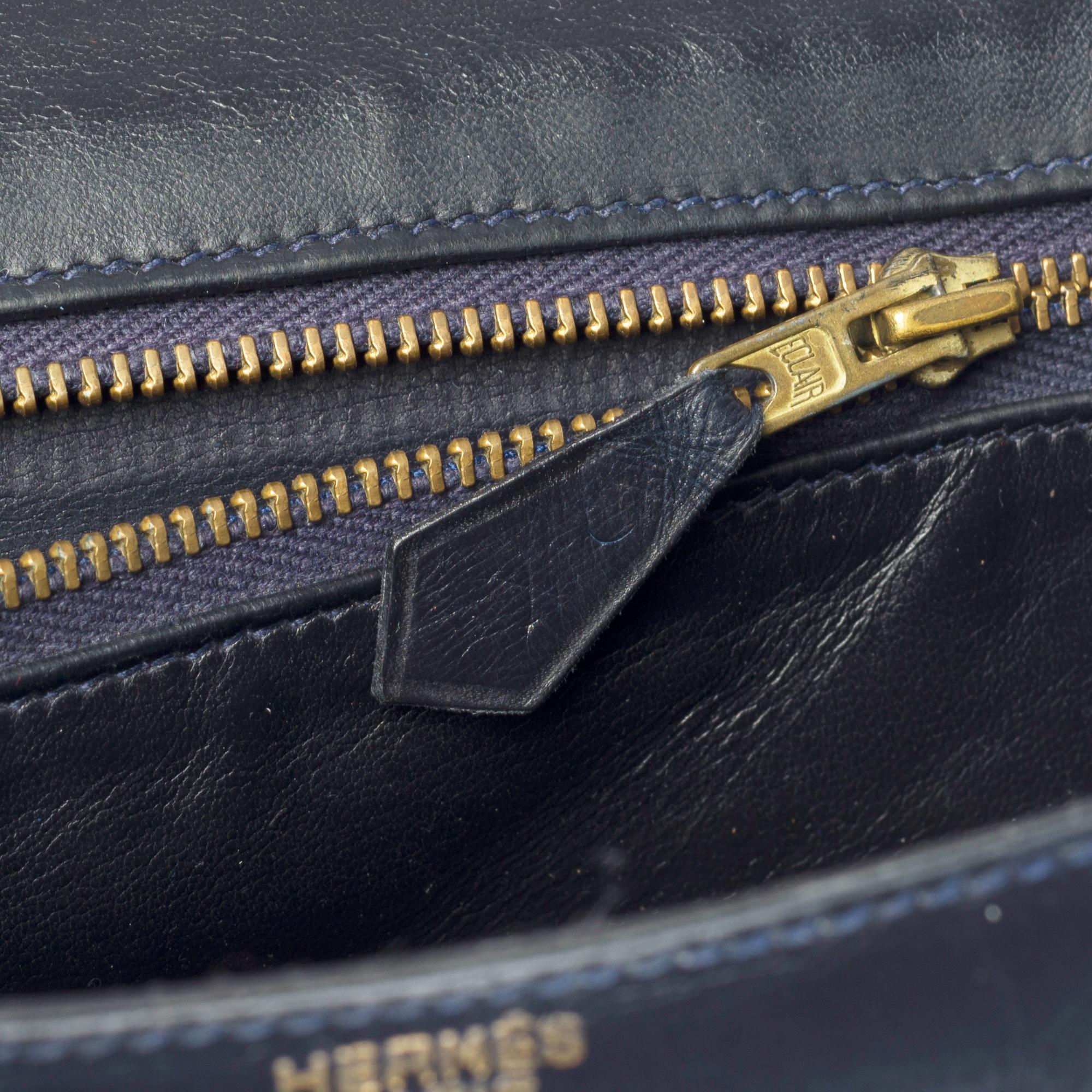 Hermes Constance 23 shoulder bag in navy blue calfskin with gold hardware ! 1