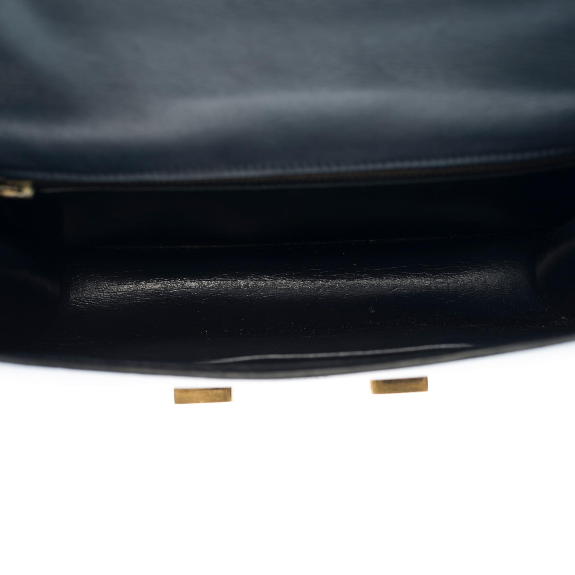 Hermes Constance 23 shoulder bag in navy blue calfskin with gold hardware ! In Good Condition In Paris, IDF