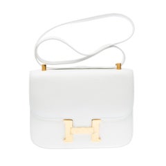 Hermès Constance 23 shoulder bag in White Pecari leather , GHW