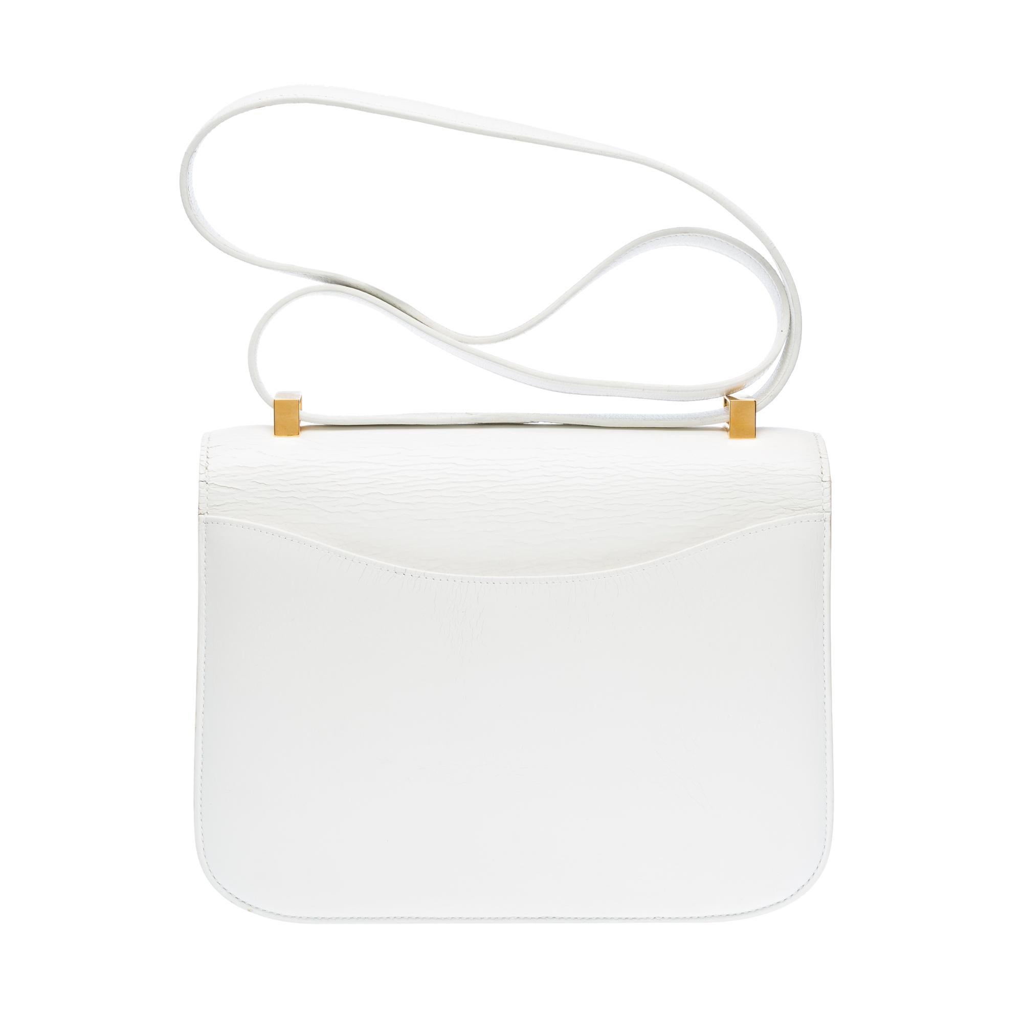 Gray Hermès Constance 23 shoulder bag in White Pecari leather , GHW For Sale