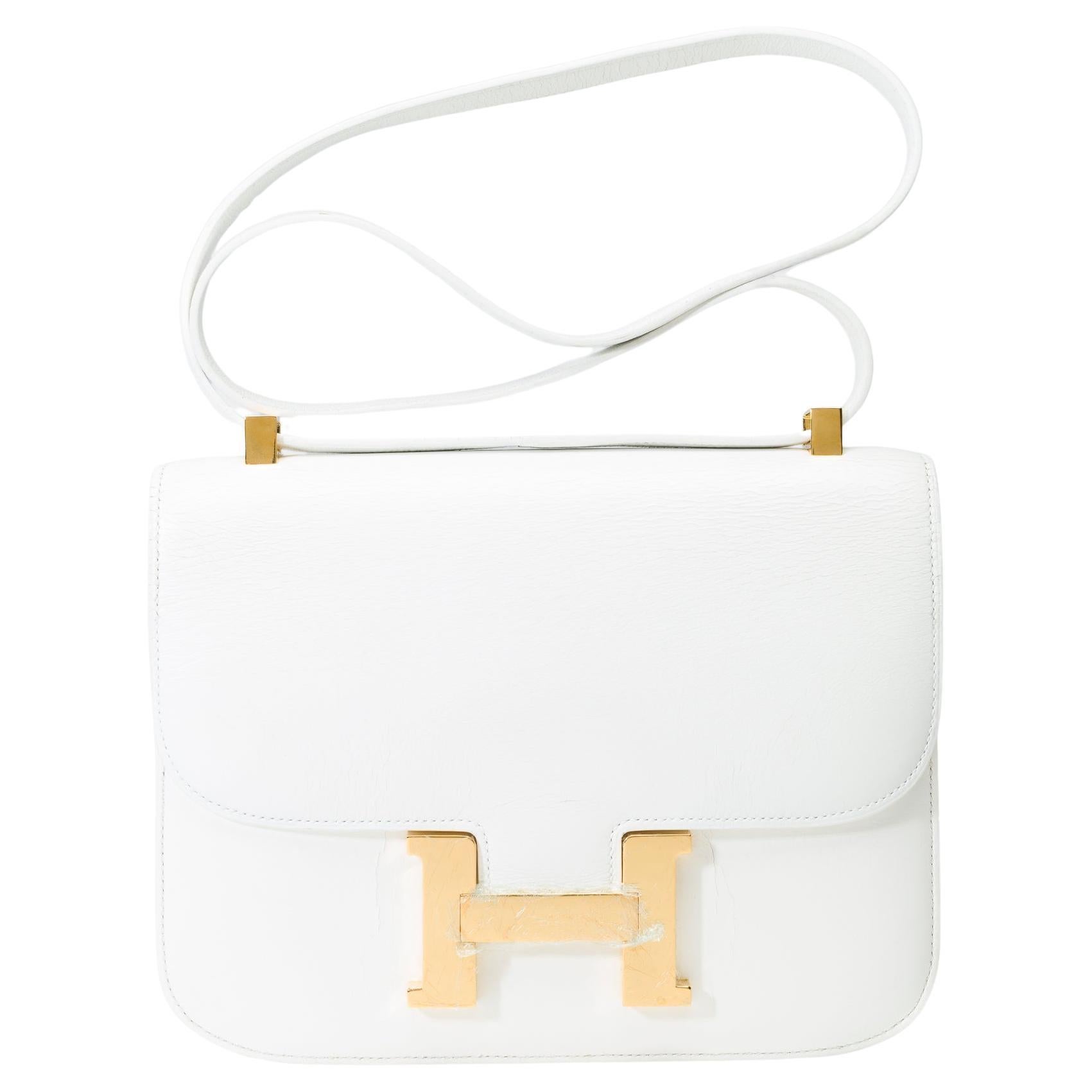 Hermès Constance 23 shoulder bag in White Pecari leather , GHW For Sale