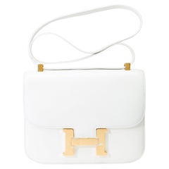 Hermès Constance 23 shoulder bag in White Pecari leather , GHW