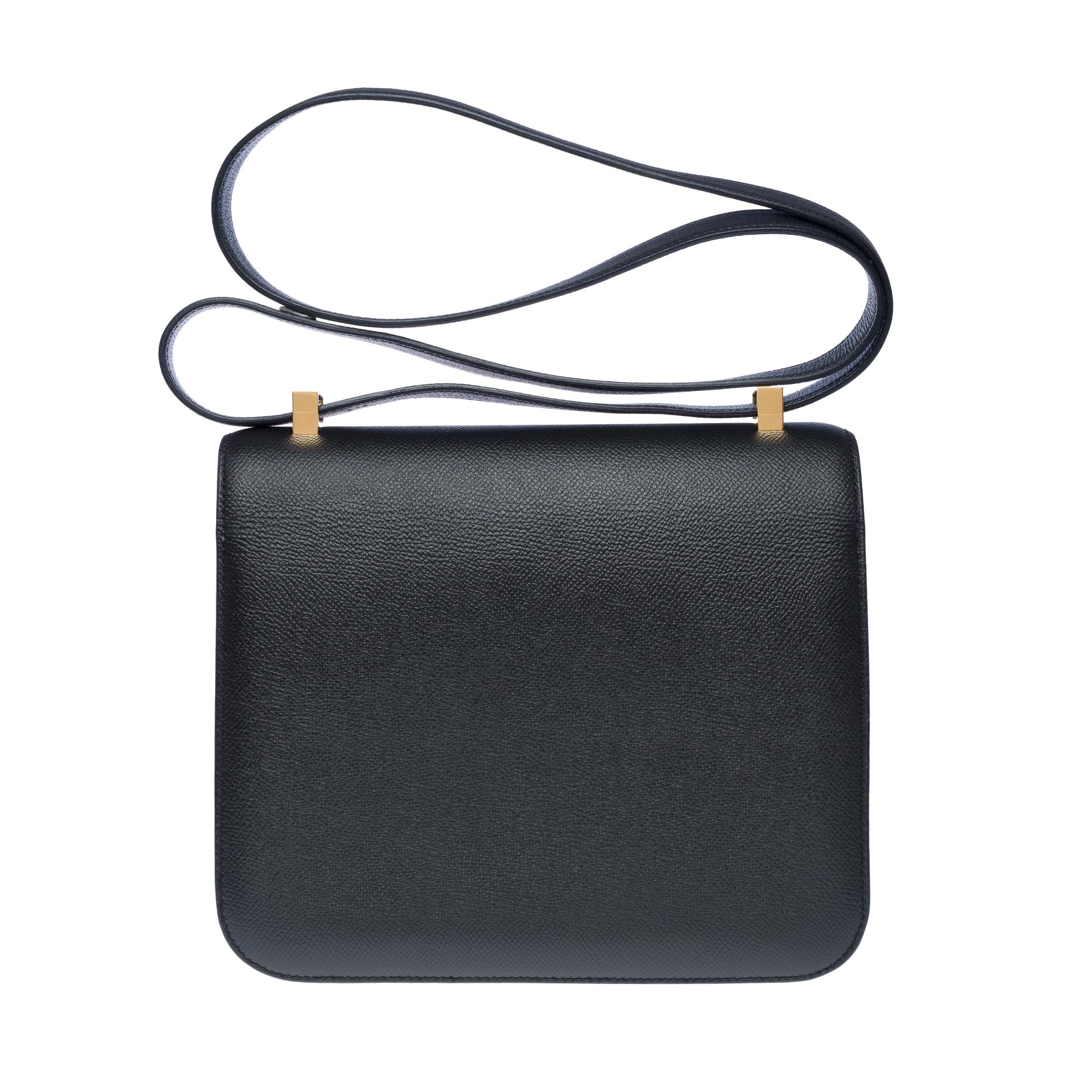 Hermès Constance 23 shoulder bag in Black Epsom Calf leather , GHW In Excellent Condition For Sale In Paris, IDF