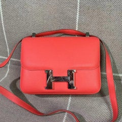 Hermes Constance 24 Bag Pink Epsom Leather Women Crossbody Bag Stmap P 2012