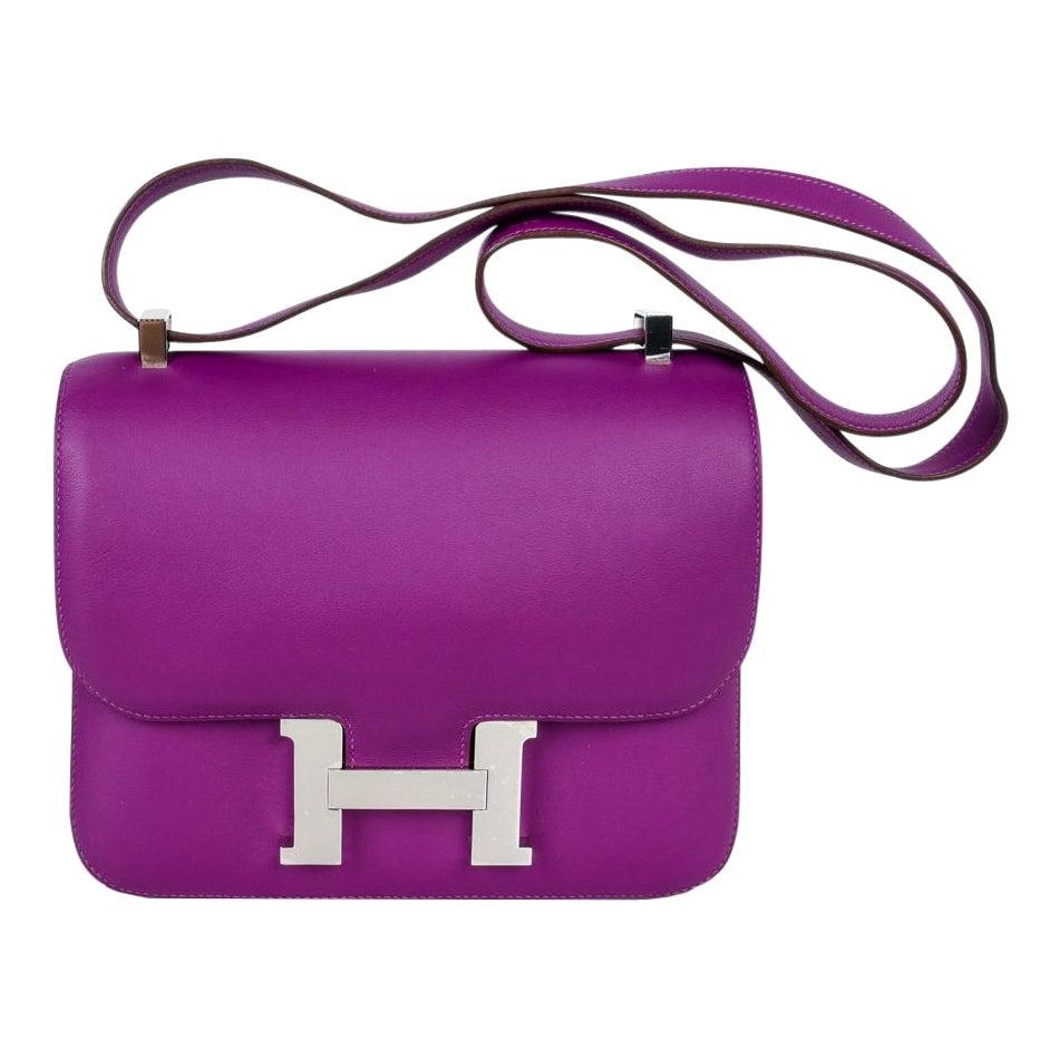 Hermes Constance 24 Tasche lila Anemone Swift Palladium Hardware Neu w / Box (Violett)