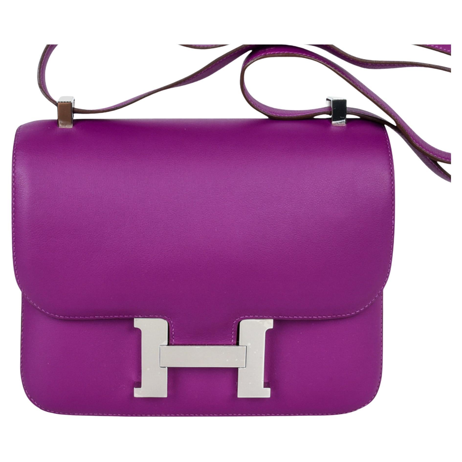 Hermes Constance 24 Bag Purple Anemone Swift Palladium Hardware New w/Box
