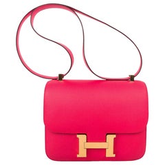 Hermes Constance 24 Bag Rose Extreme Epsom Leather Gold Hardware New w/ Box