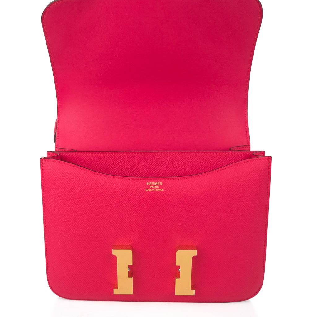 Hermes Constance 24 Bag Rose Extreme Epsom Leather Gold Hardware New w/ Box 1