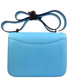 Hermes Constance 24 Blue Celeste Epsom Palladium Hardware NEW