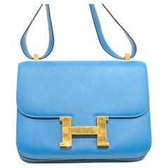 Hermès Constance 24 Blue Zanzibar Evercolor Leather Bag - '10s