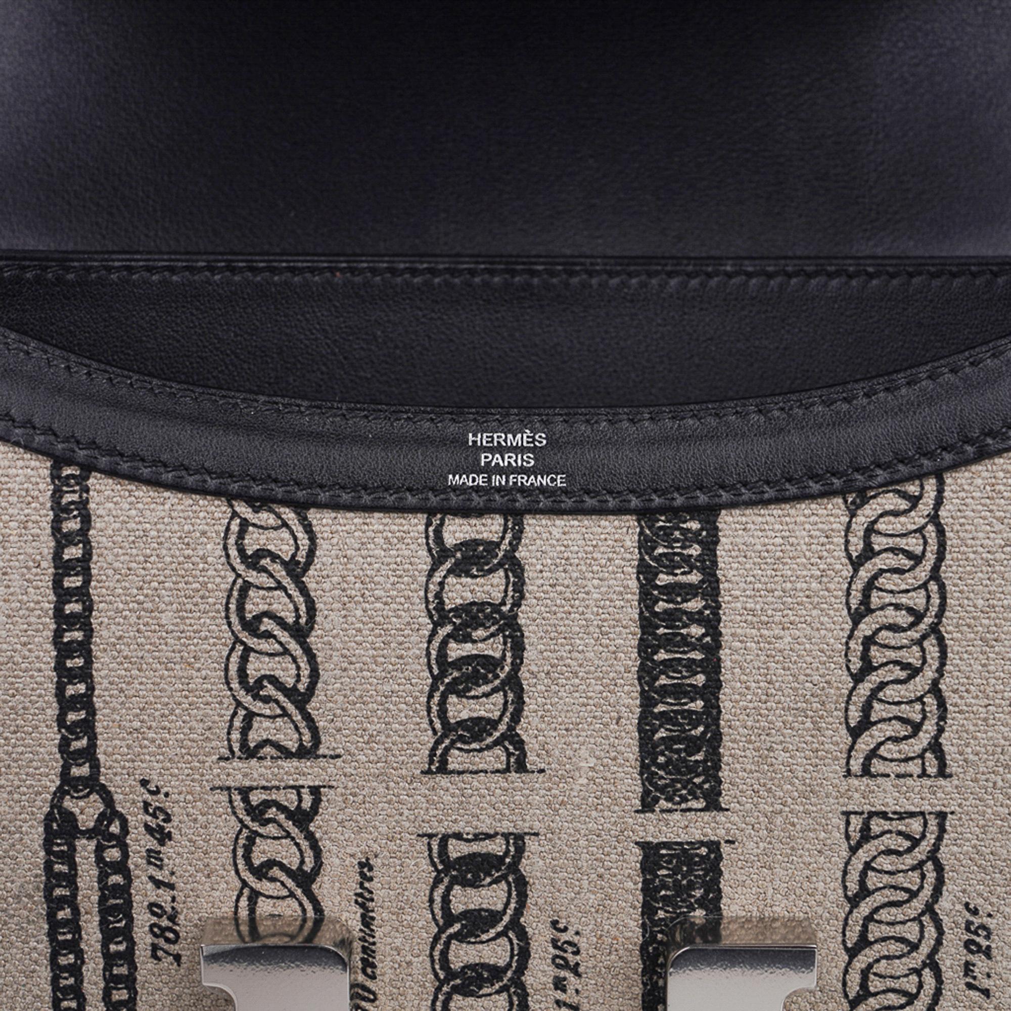 Hermes Constance 24 De Camp Dechainee Toile Limited Edition Black Swift Bag In New Condition In Miami, FL