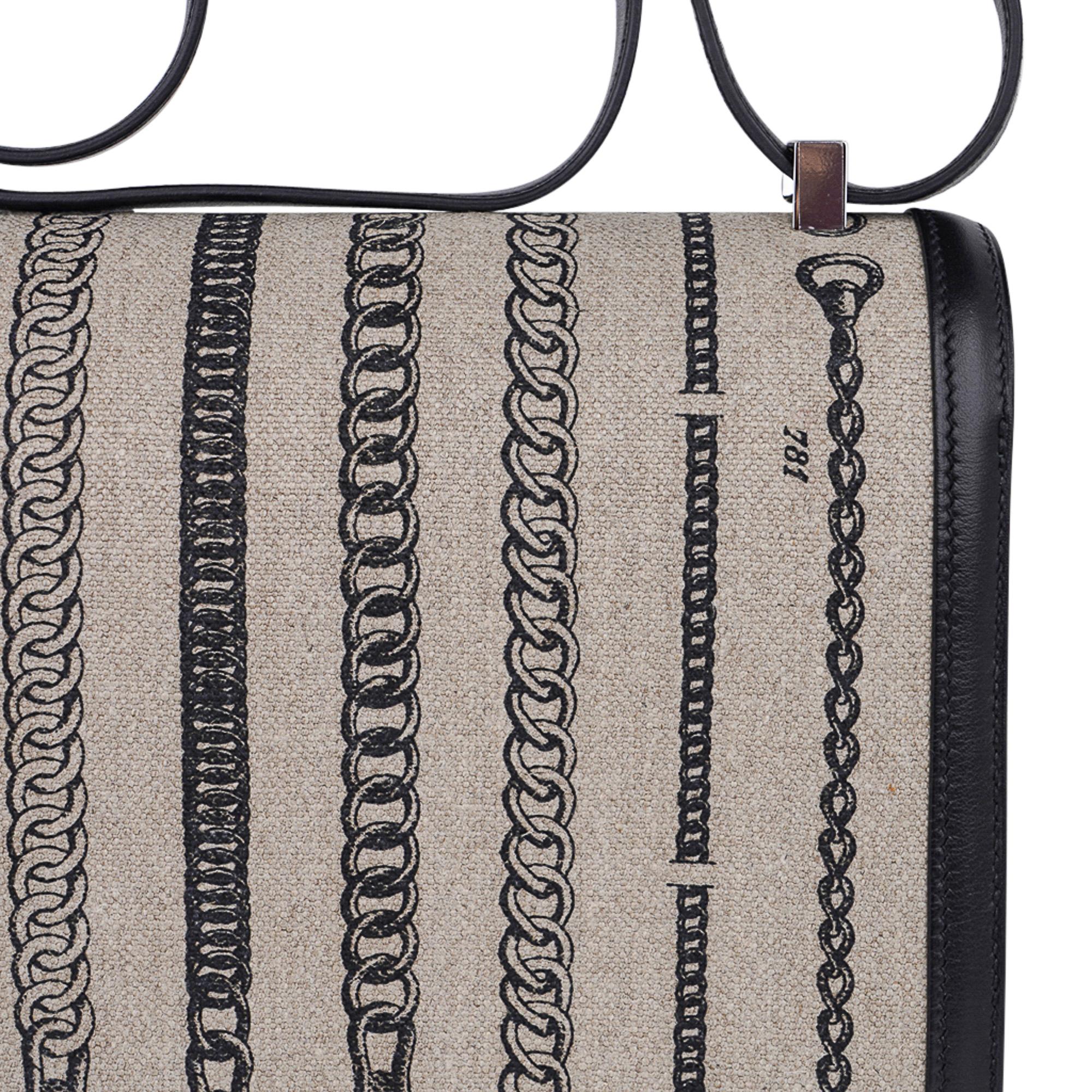 Women's Hermes Constance 24 De Camp Dechainee Toile Limited Edition Black Swift Bag