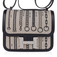 Hermes Constance 24 De Camp Dechainee Toile Limited Edition Black Swift Bag