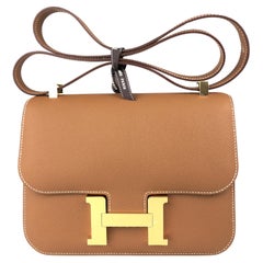 Used Hermes Constance 24 Gold Epsom Leather Gold Hardware Mirror NEW
