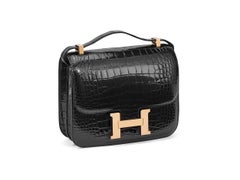Hermès Constance 24 Noir/Black Alligator Mississippi Lisse Gold Hardware