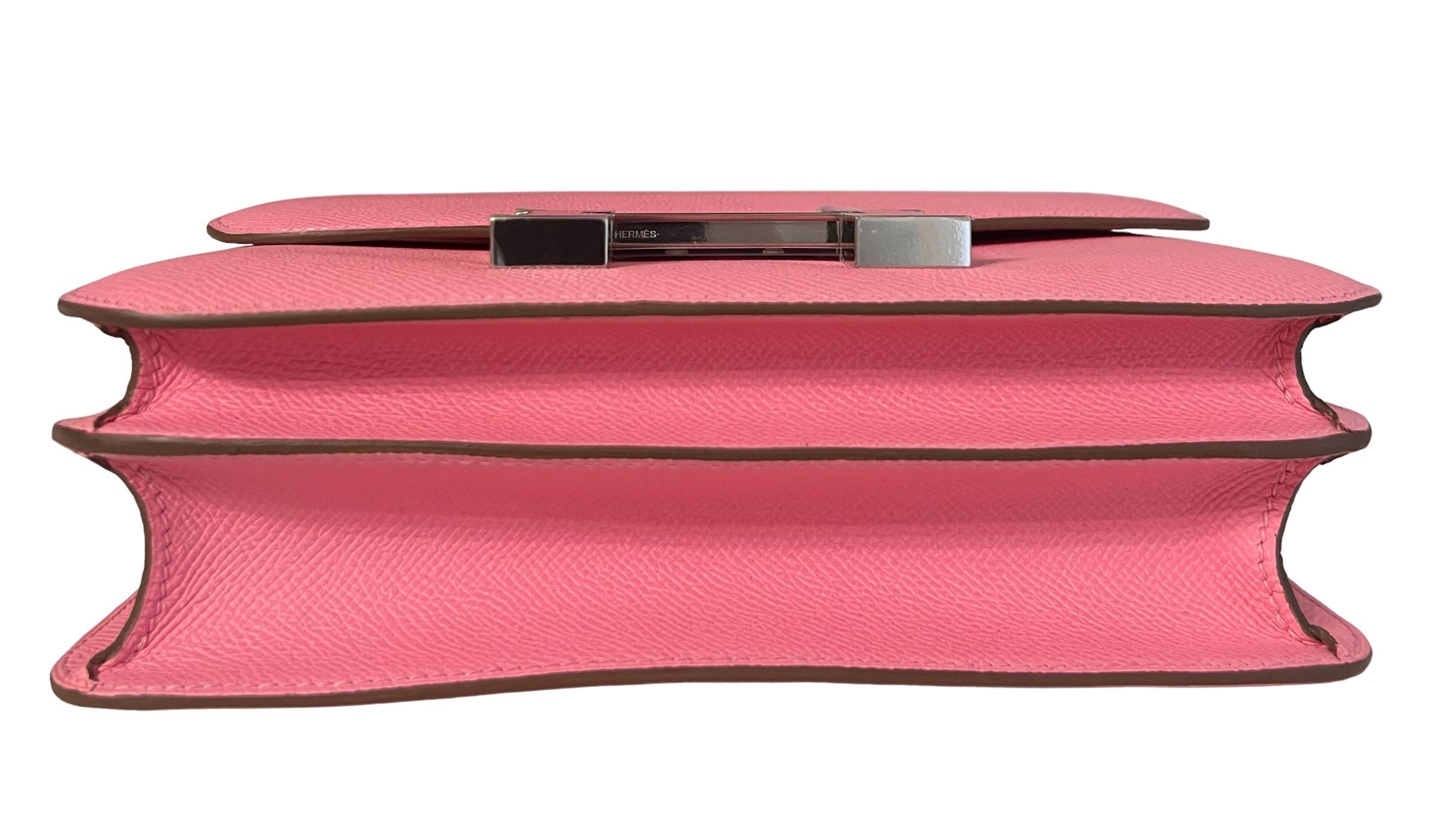 Hermes Constance 24 Rose Confetti Pink Epsom Palladium Hardware NEW For Sale 4