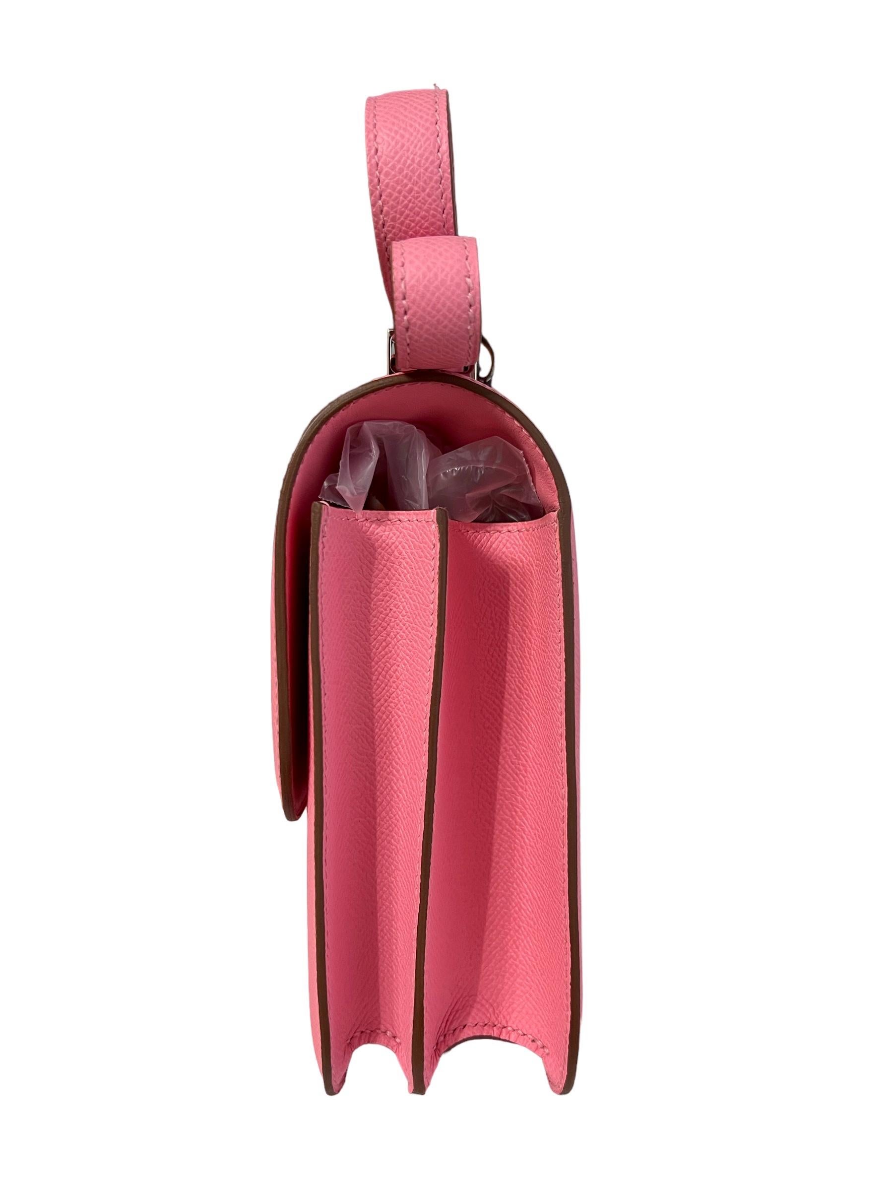 Hermes Constance 24 Rose Confetti Pink Epsom Palladium Hardware NEW en vente 5