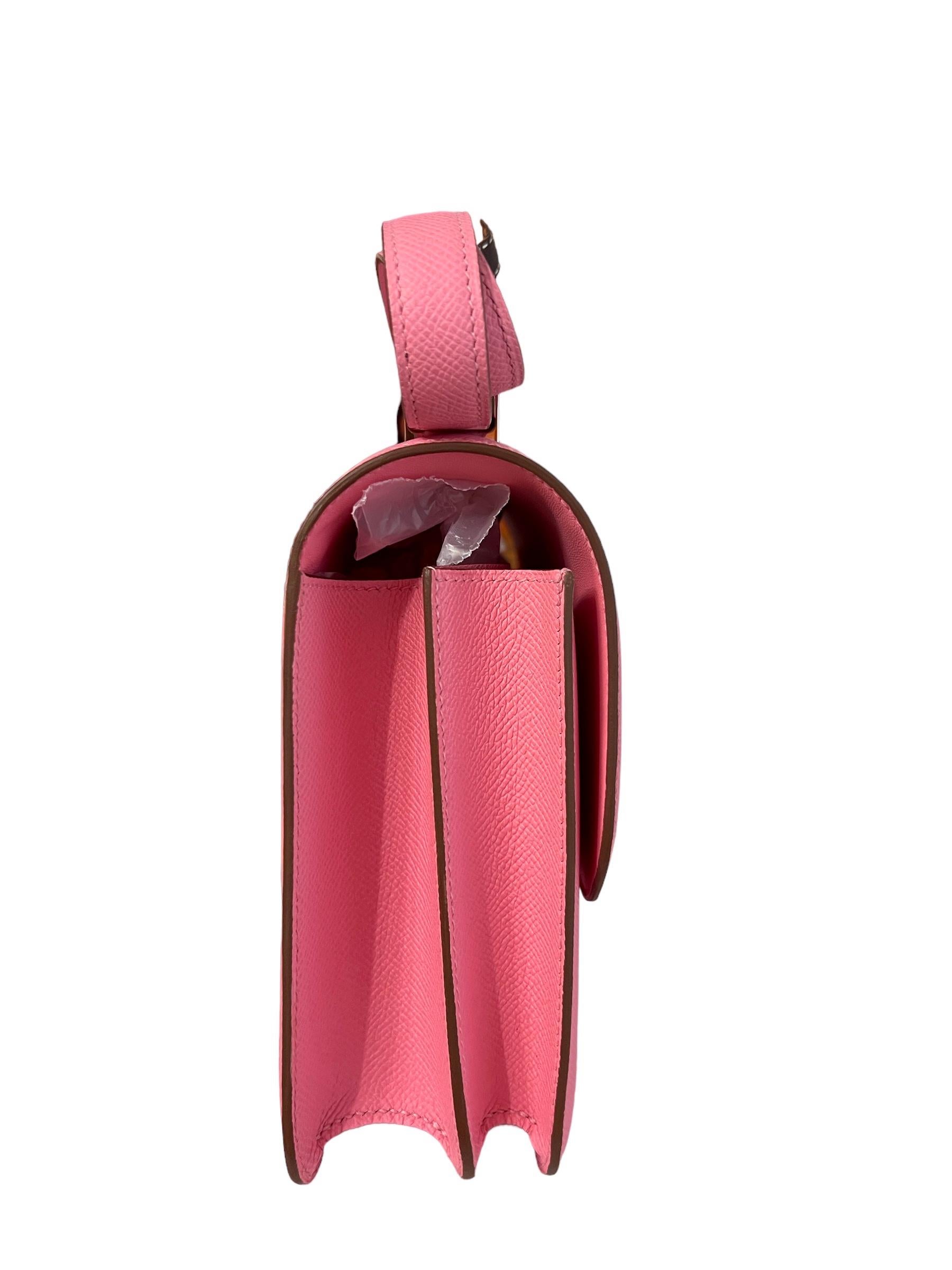 Hermes Constance 24 Rose Confetti Pink Epsom Palladium Hardware NEW For Sale 6
