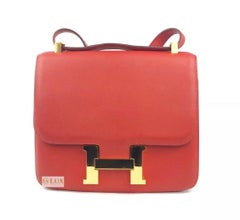Hermes Constance 24 Rouge Casaque Rec Gold Hardware 2016