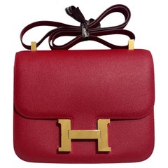 Hermes Constance 24 Rouge Casaque Red Epsom Leather Gold Hardware Shoulder Bag