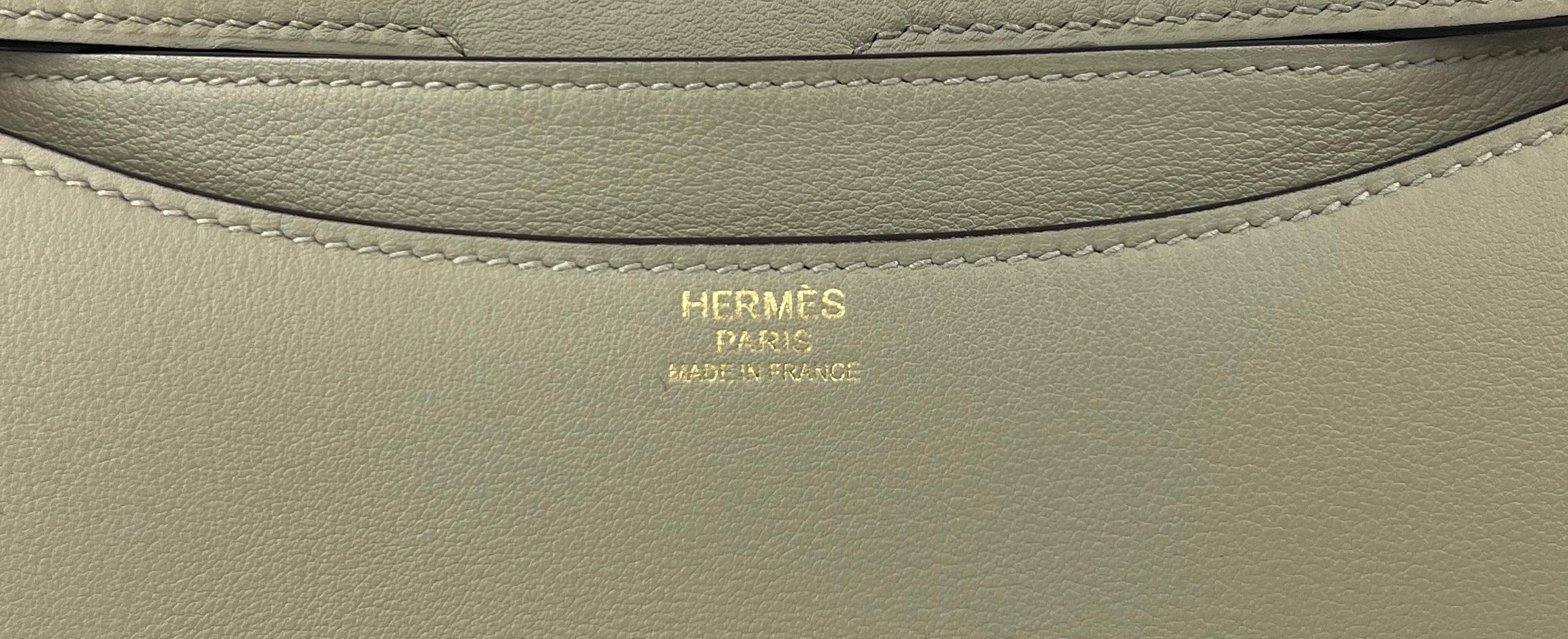 Women's or Men's Hermes Constance 24 Sauge Swift Leather Gold Hardware  For Sale