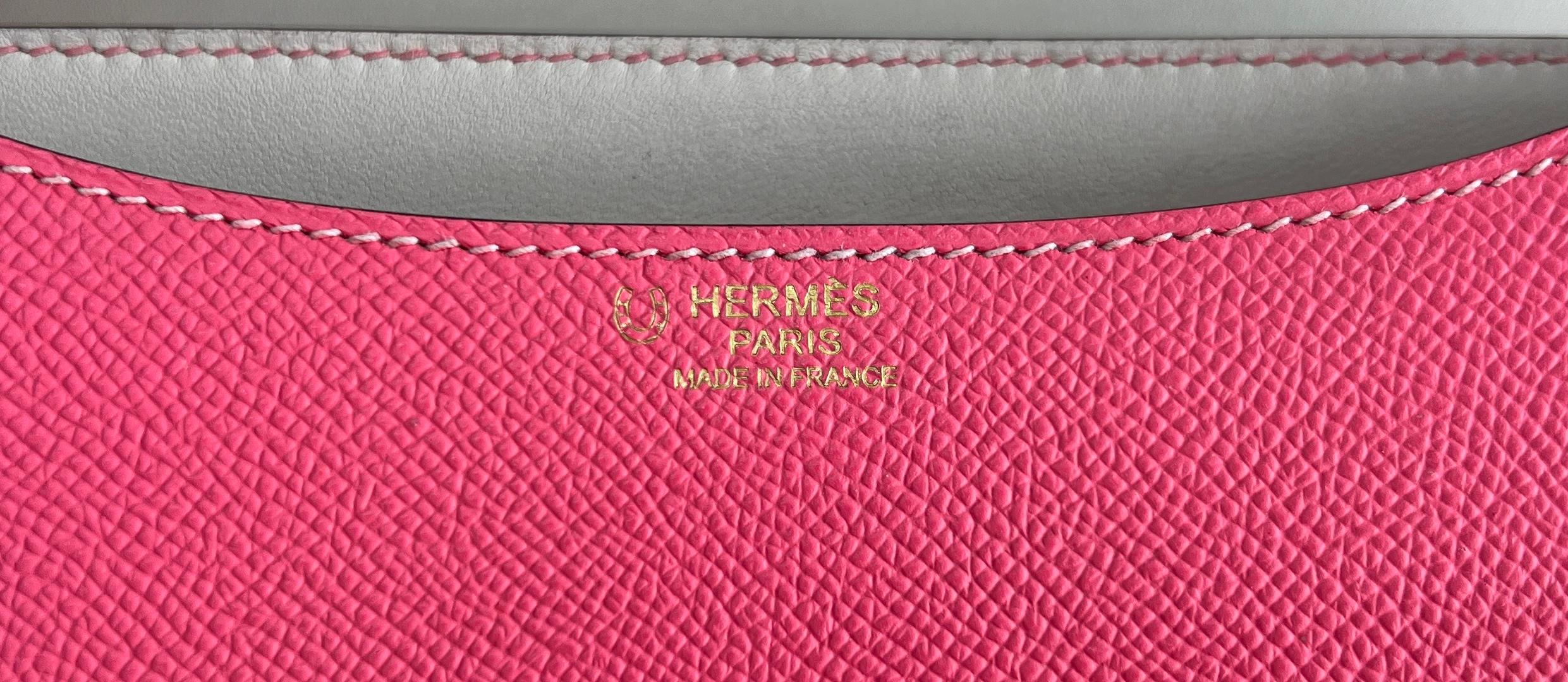 Women's or Men's Hermes Constance 24 Special Order Rose Azalee Trench Epsom Gold Hardware NEW For Sale