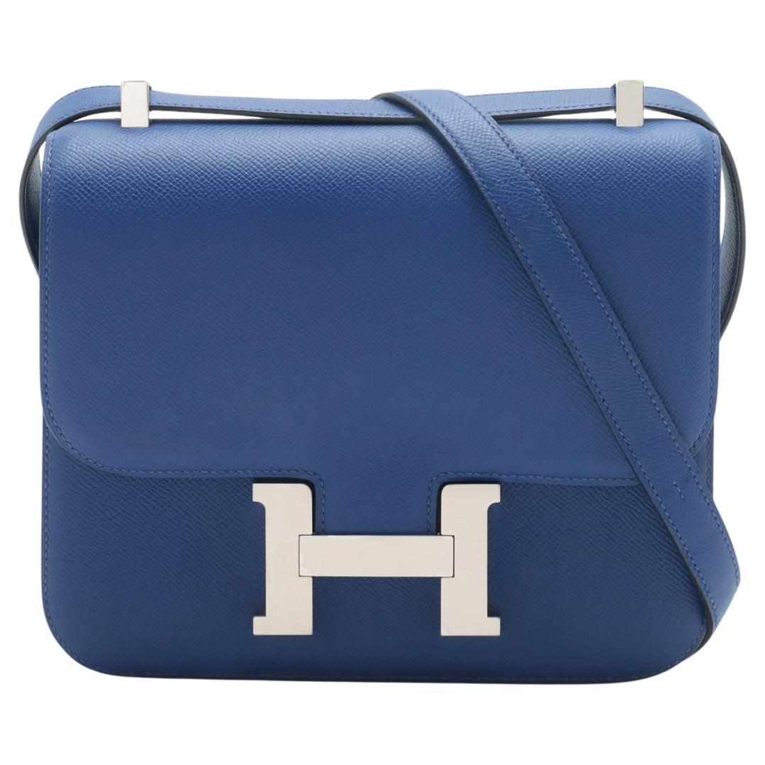 Hermès Constance 24cm Blue Royale Epsom Leather Palladium Hardware For Sale