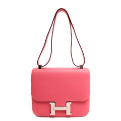 Hermes Constance 24cm Rose Confetti Evergrain Leather w PH